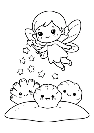 Sea fairy enchanting the reef with light Coloring Page