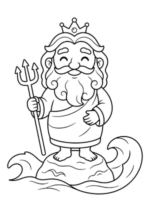 Sea god with a trident Coloring Page