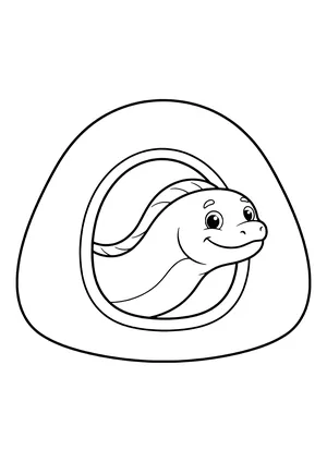 Moray eel peeking from a rock crevice Coloring Page