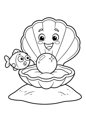 Shell opening to reveal a pearl Coloring Page