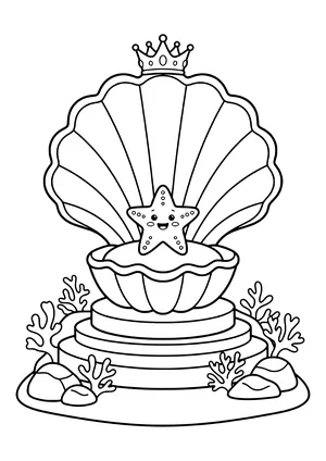 Shell throne of a sea king Coloring Page