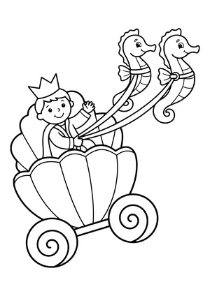 Shell carriage of a sea king Coloring Page