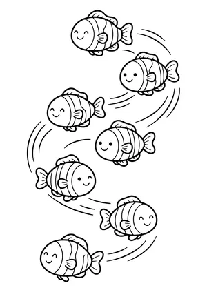 School of neon tetras glowing brightly Coloring Page