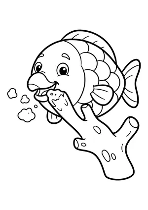 Parrotfish nibbling on coral Coloring Page