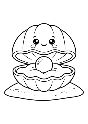 Pearl oyster opening up Coloring Page