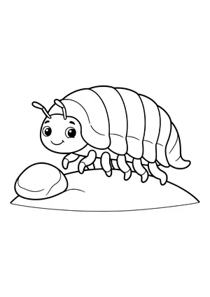 Giant isopod crawling on the seafloor Coloring Page