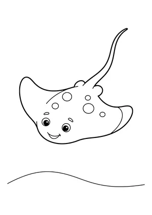 Ray gliding over the seafloor Coloring Page