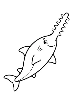 Sawfish with a long saw snout Coloring Page