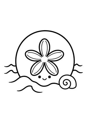 Sand dollar lying in shallow water Coloring Page