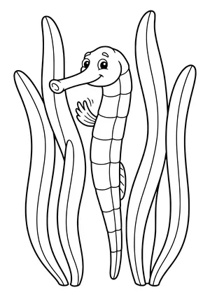Pipefish hidden in seagrass Coloring Page