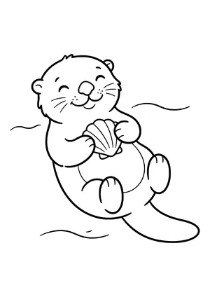 Sea otter playing with a shell Coloring Page