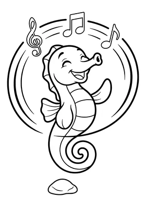 Seahorse dancing in the water Coloring Page
