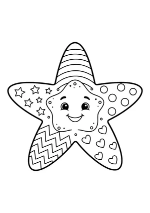 Starfish with five colorful arms Coloring Page