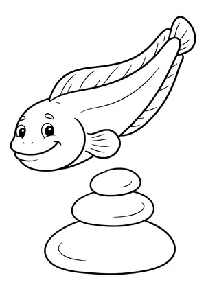 Wolffish between stones Coloring Page