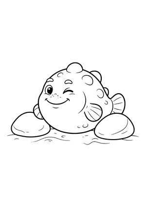 Stonefish camouflaged on the seafloor Coloring Page