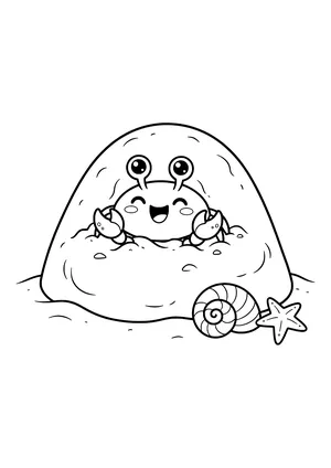Beach crab digging into the sand Coloring Page