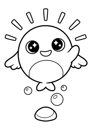 Deep sea creature with glowing eyes Coloring Page