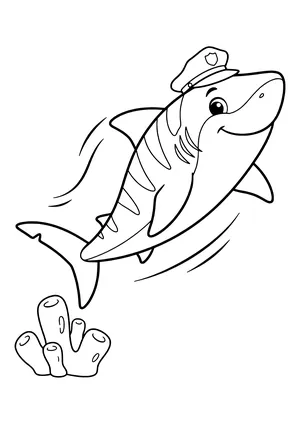 Tiger shark patrolling the reef Coloring Page