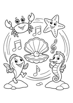Underwater dance party Coloring Page