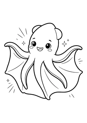 Vampire squid floating mysteriously Coloring Page