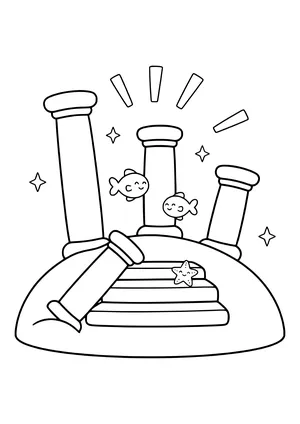 Sunken ruin deep in the ocean Coloring Page