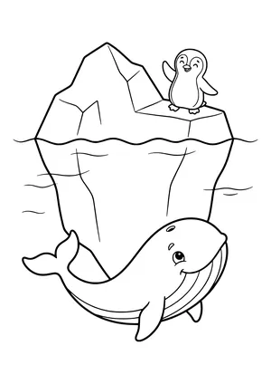 Whale diving under an iceberg Coloring Page
