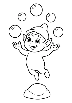 Water sprite playing with bubbles Coloring Page