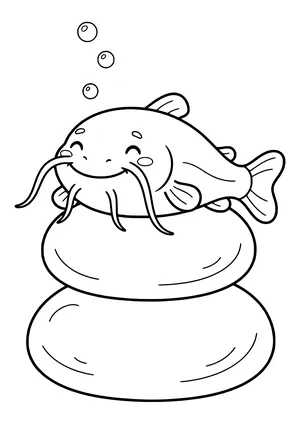 Catfish at the river bottom Coloring Page