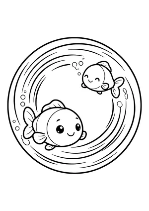 Two fish playing tag Coloring Page