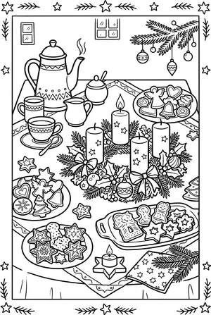 Adventskaffee-Tafel Ausmalbild