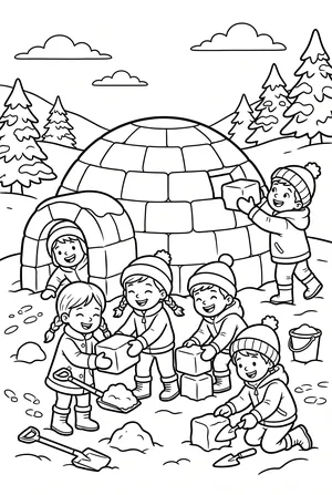 Iglu bauen Ausmalbild