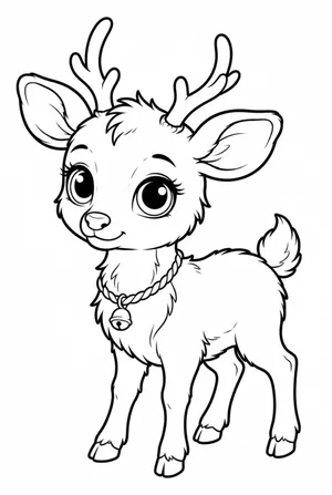 Little Reindeer Fawn Coloring Page