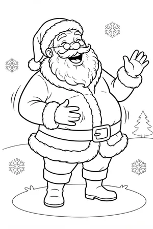 Laughing Santa with Round Belly Coloring Page