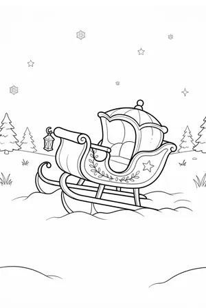 Empty Sleigh in Fresh Snow Coloring Page
