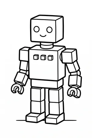 Roboter aus Bauklötzen Ausmalbild