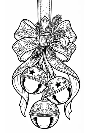 Sleigh Bells in Close Up Coloring Page