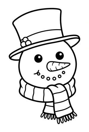 Schneemann-Kopf in Nahaufnahme Ausmalbild