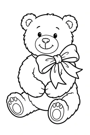 Teddybär mit Schleife Ausmalbild