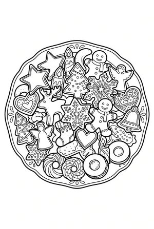 Teller voller Plätzchen Ausmalbild