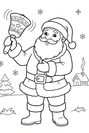Santa Rings a Bell Coloring Page