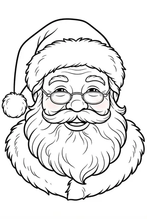 Santa Close Up Portrait Coloring Page