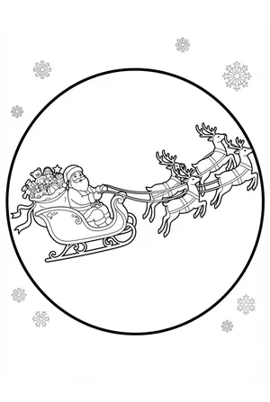 Santa Silhouette Against the Full Moon Coloring Page