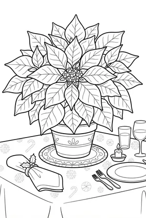 Weihnachtsstern-Blume (Poinsettia) Ausmalbild