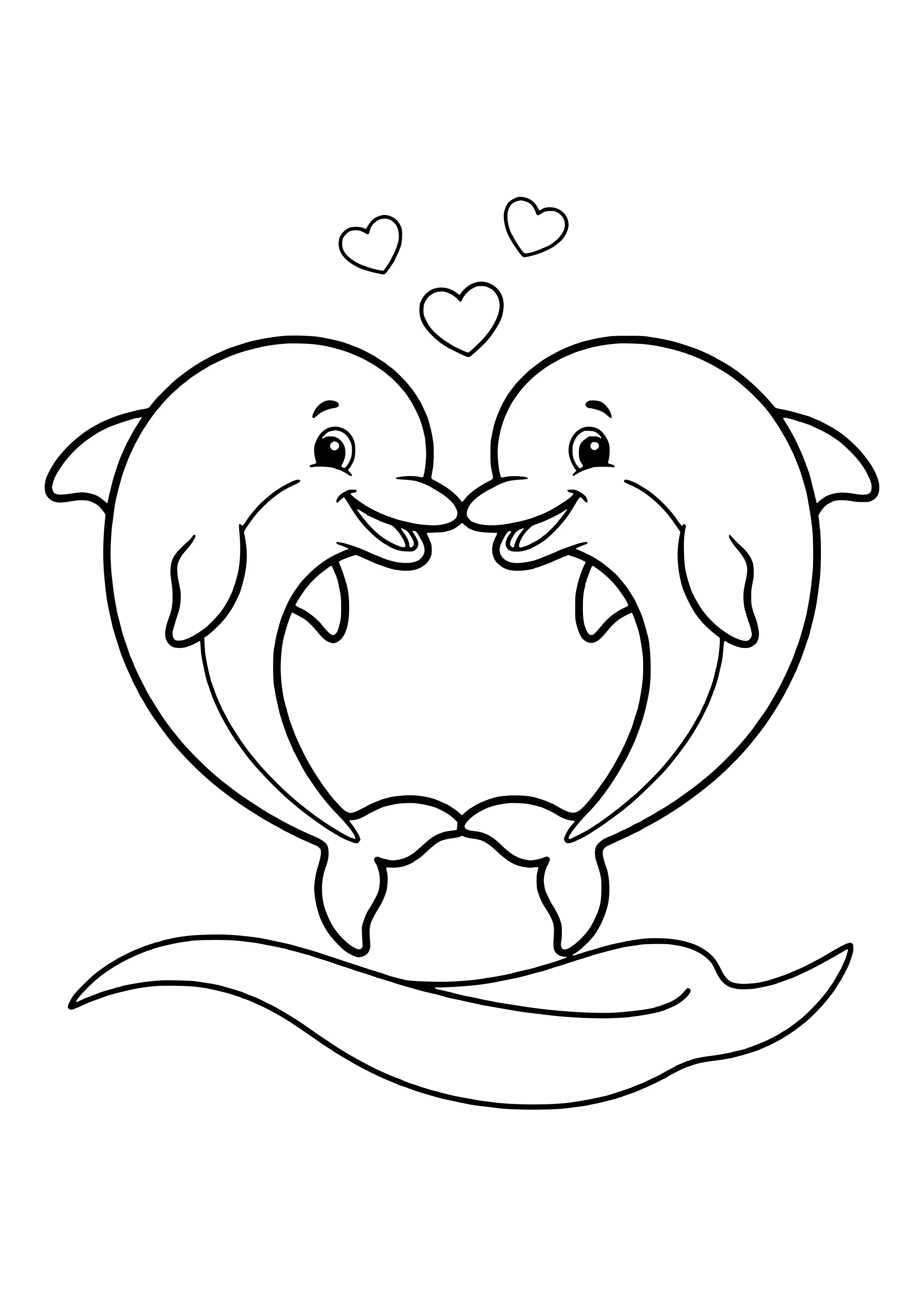 Farewell and reunion of two dolphins free coloring page for kids