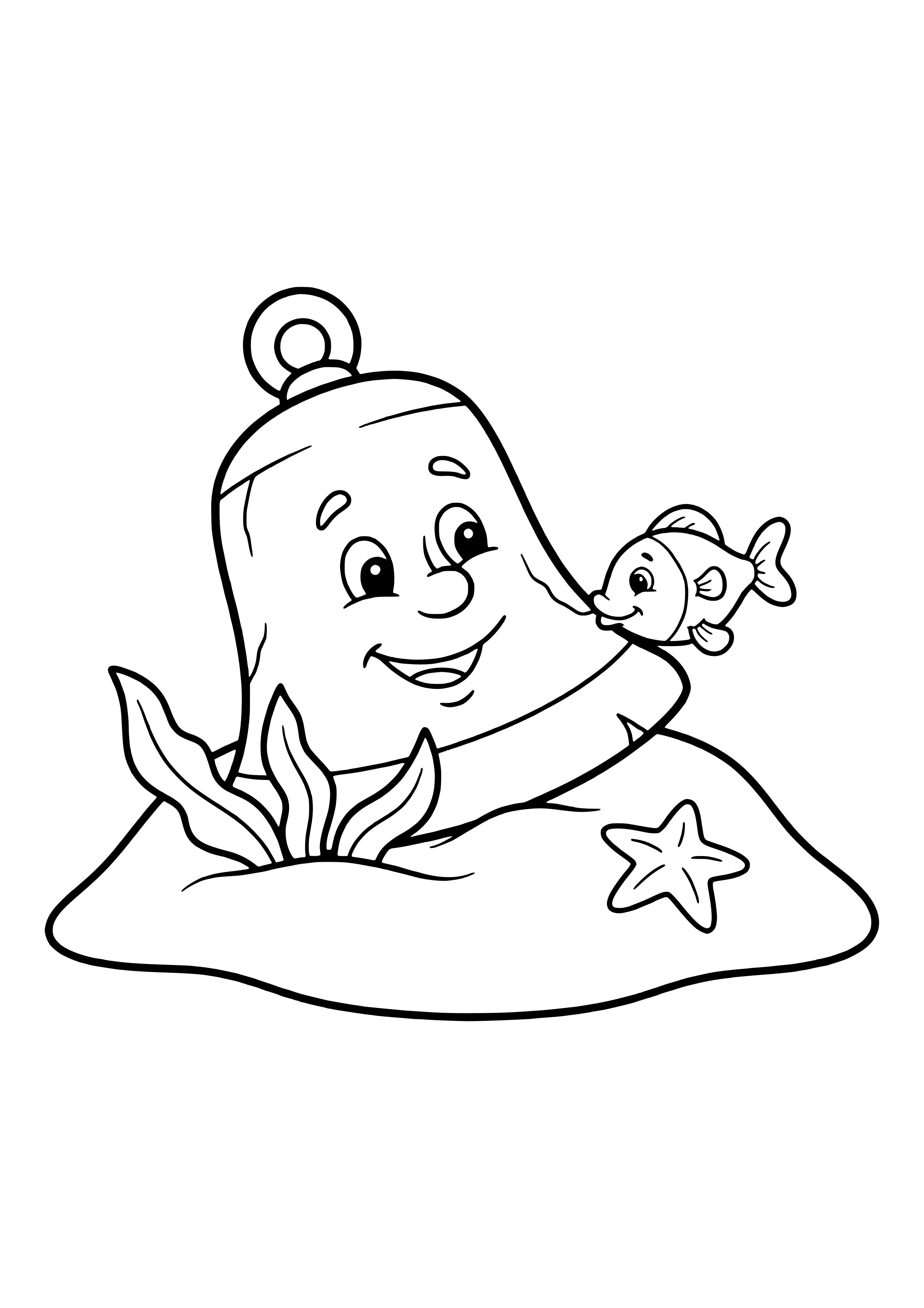 Alte Schiffsglocke am Meeresgrund Ausmalbild kostenlos für Kinder