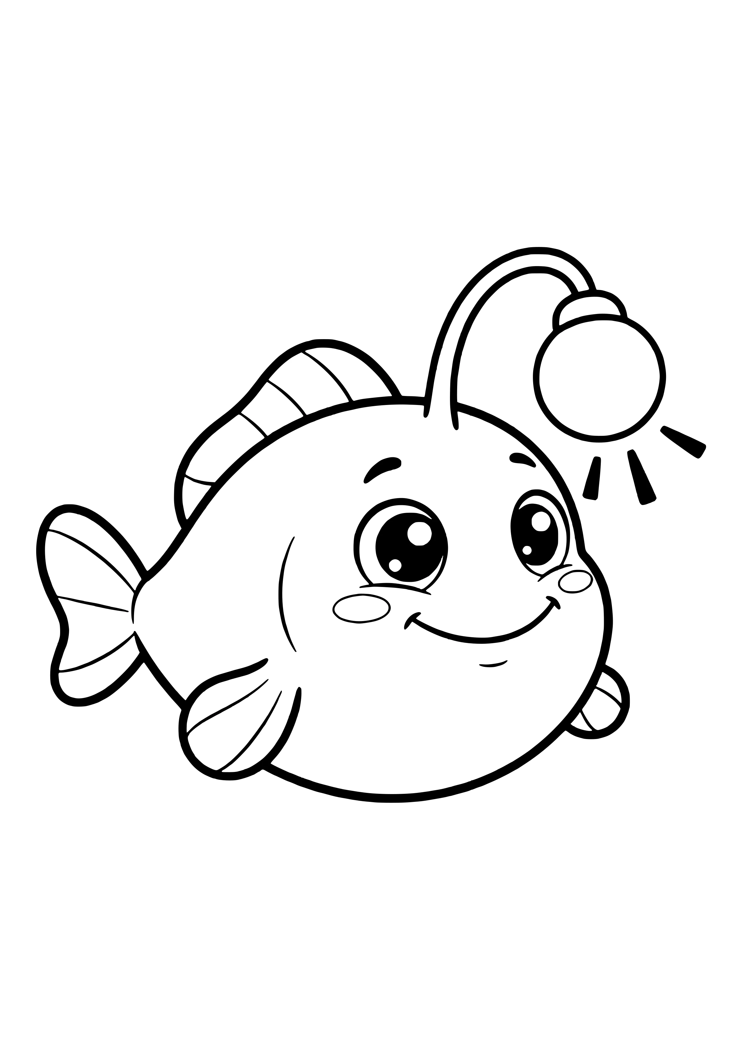 Anglerfisch mit leuchtender Angel lauert Ausmalbild kostenlos für Kinder