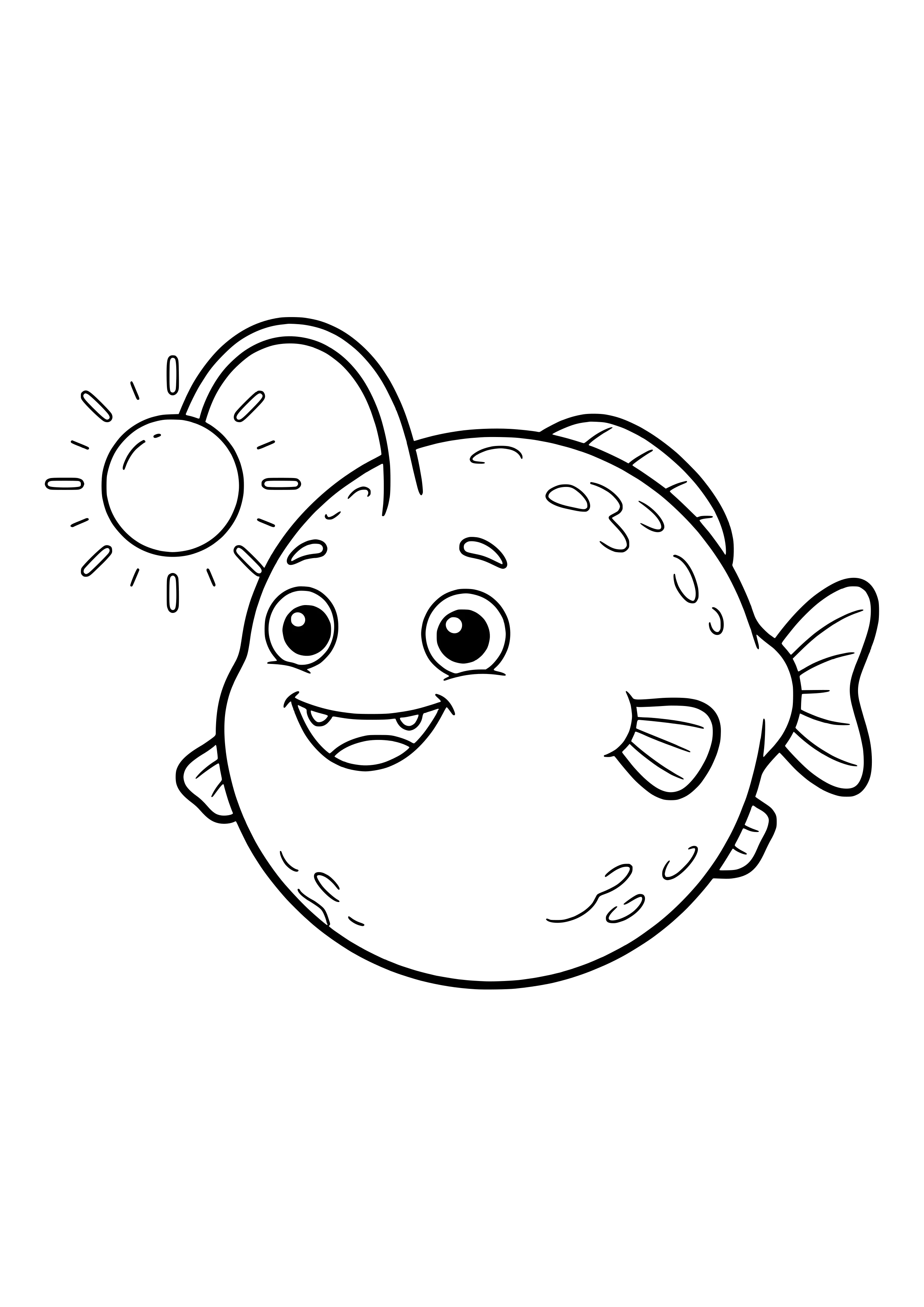 Anglerfish with glowing lure free coloring page for kids