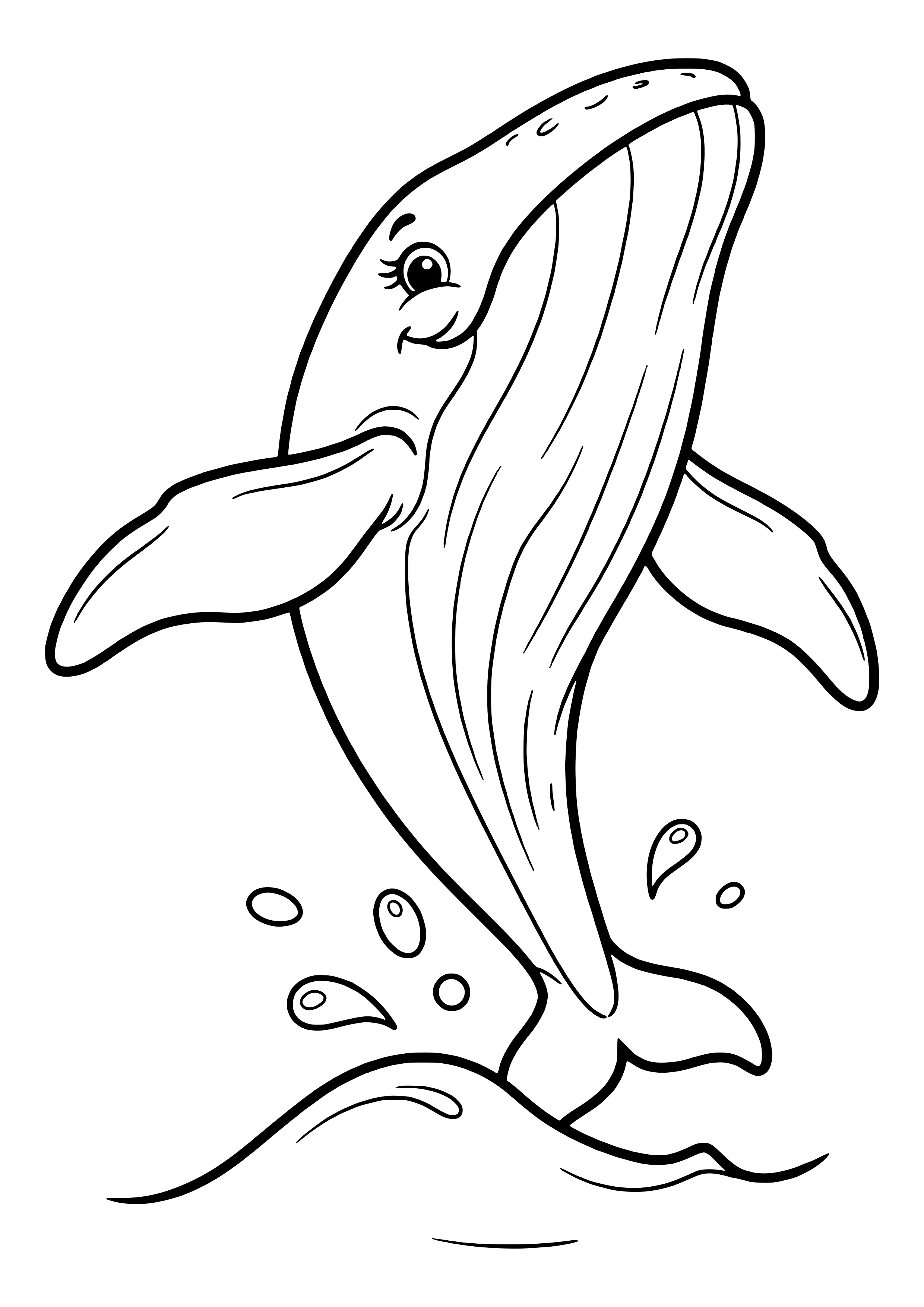 Humpback whale breaching free coloring page for kids