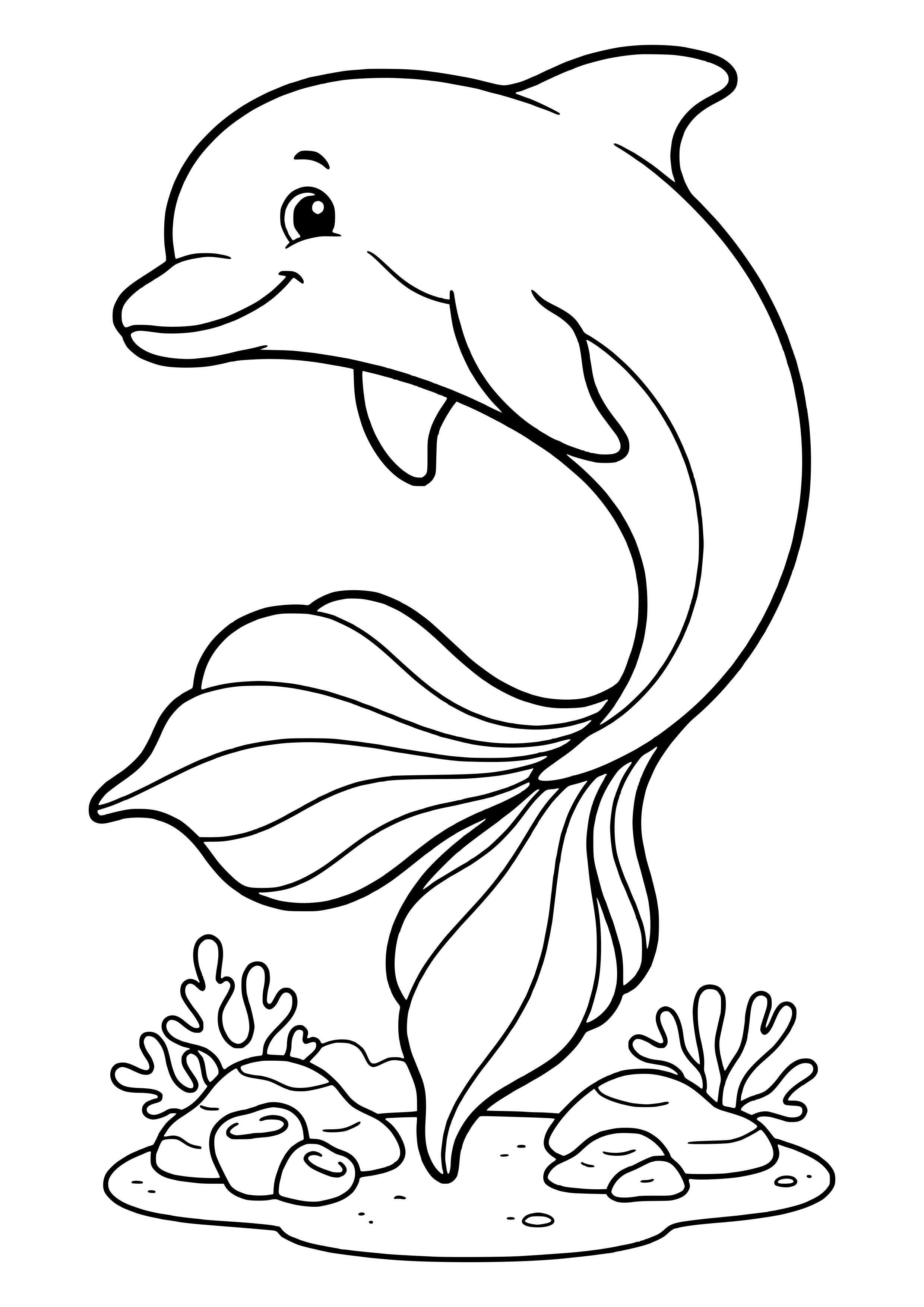 Fabled dolphin with a fish tail free coloring page for kids