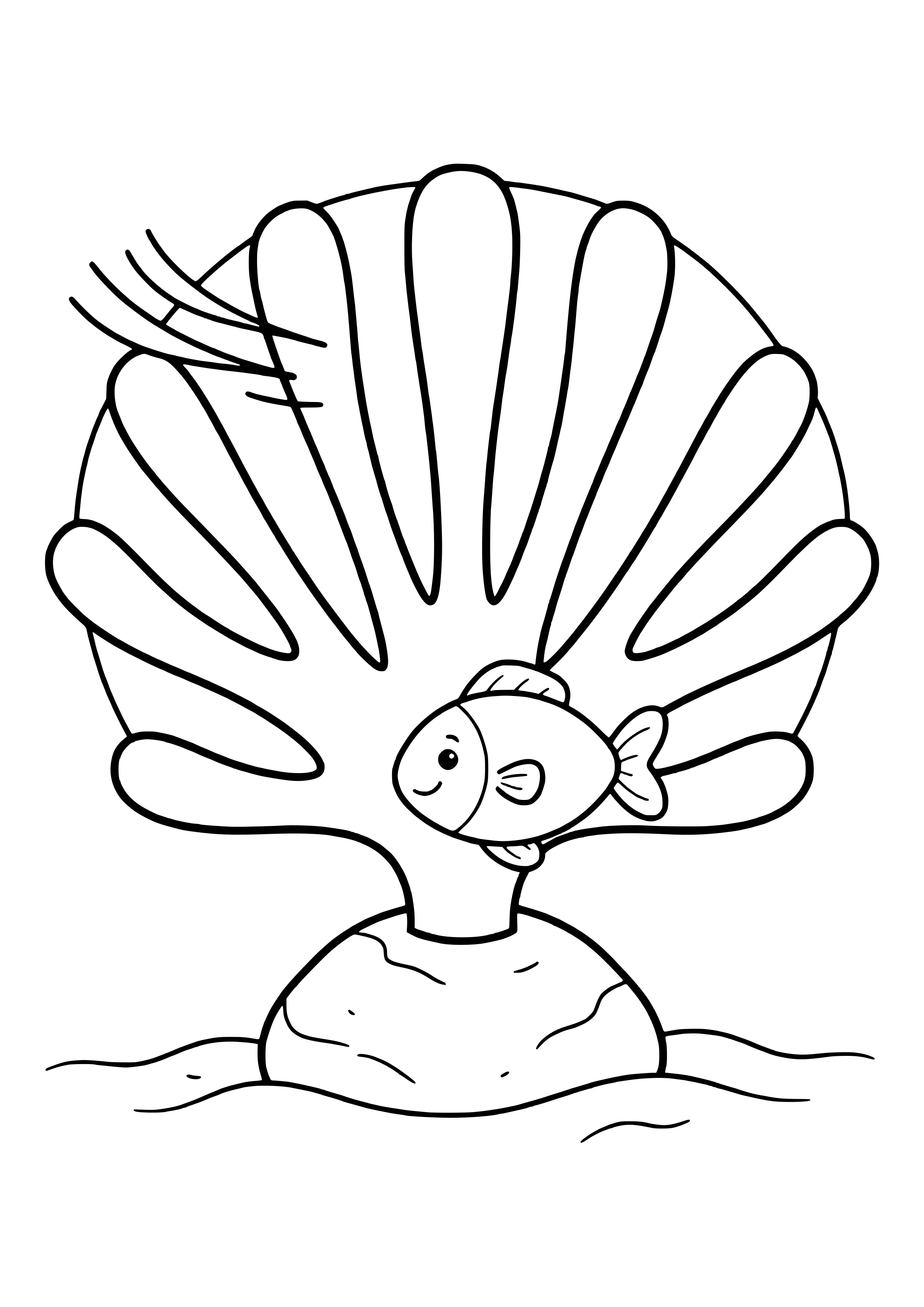 Fan coral swaying in the current free coloring page for kids